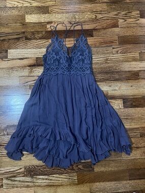 Free People Purple Lace Bodice Mini Dress